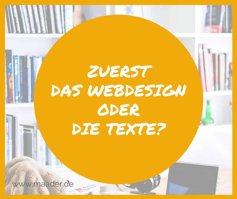 Titelbild, Blogartikel, zuerst das Webdesign oder die Texte